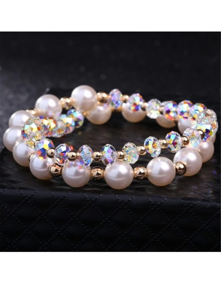 Classic Bracelet Natural Crystal Bracelet Feng Shui Lucky Charm Multi-Turn Bracelet Austrian Glaze Pearl Vacation Jewelry