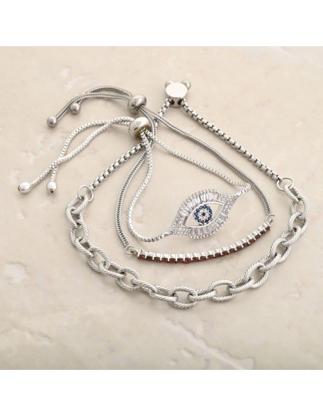  Adjustable Charm Bracelet Set of 3 Stainless Steel Bracelets for Women Trendy
