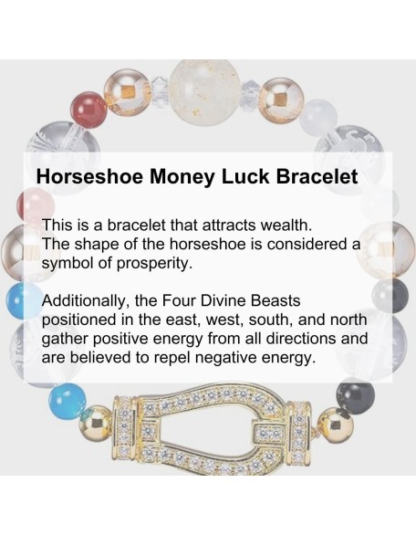 horseshoe money luck bracelet Japaese feng shui stretch men women unisex guardian deities gorgeous cool present casual
